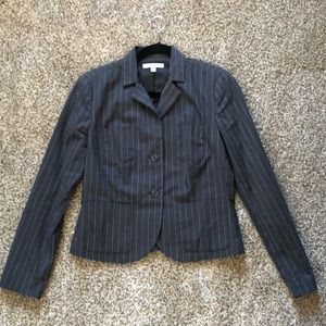 CAbi Cotton Gray Pinstripe Jacket, Size 10